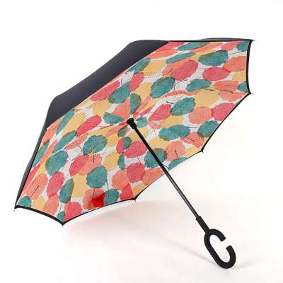 Self Stand Upside-Down Rain Protection Car Reverse Umbrellas with C-Shaped Handle