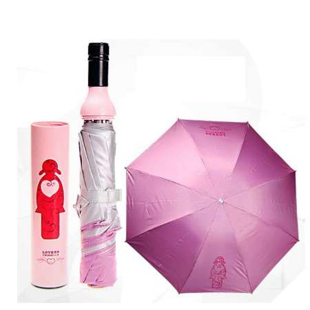 Cheap sturdy construction pink bottle umbrella