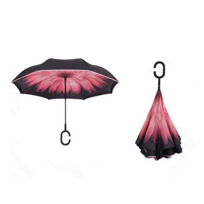 New model great material new design reverse umbrella with c shaped handle